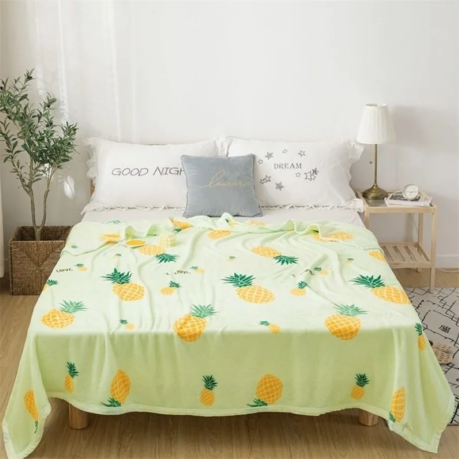 Ananas Couverture de couvre-lit en peluche épaisse de haute qualité 200x230 cm couverture de flanelle super douce haute densité pour le canapé-lit voiture 2011282A