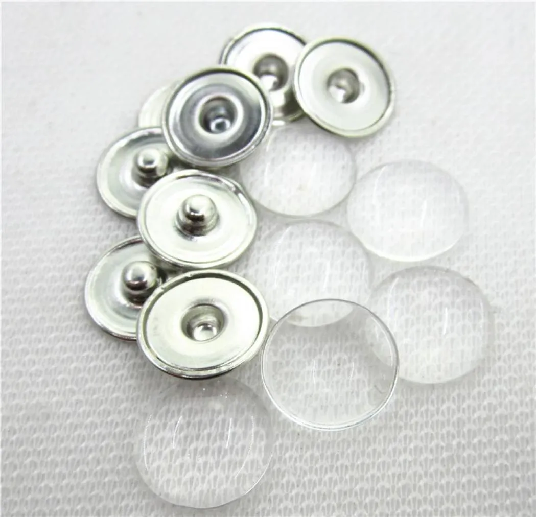 20Sets ingen design Anpassad smycken Snap -knapp som gör mässing Snap -knappar med klara glas cabochons koppar Clear Button 18mm2391371