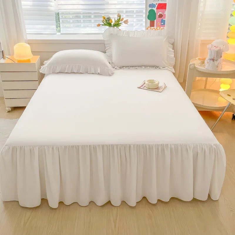 Spódnica bez poślizgu Solid Kolor Bedspread Court Arkusz Koreańska wersja ochronna 180x200 cm bez poduszki
