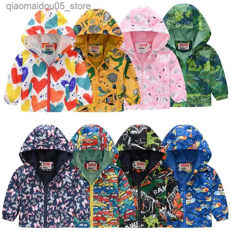 Rash Guard Camisas Bebê Casaco Dos Desenhos Animados Dinossauro Zipper Hoodie Crianças Camisola Crianças Casaco À Prova De Vento 1-7 Anos Q240227