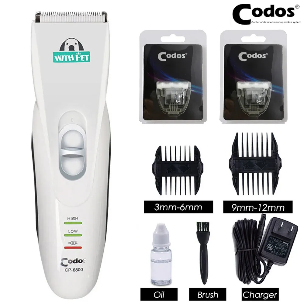 Aparadores Codos CP6800 Profissional Elétrico Pet Hair Clipper Trimmer Cat Dog Recarregável Pet Grooming Clipper Shaver Set Máquina de corte de cabelo