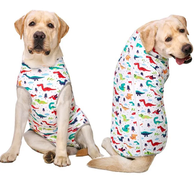 Vestuário para cães Roupas para animais de estimação Médio Grande Cão Esterilização Anti Lambendo Terno Anti Assédio Pet Vest Listrado Dinossauro Morango Padrão