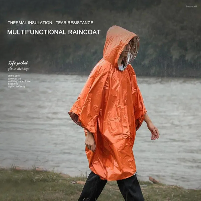 Raincoats chuva poncho impermeável sobrevivência espaço cobertor reflexivo capa de chuva térmica pe filme de alumínio ao ar livre acampamento engrenagem