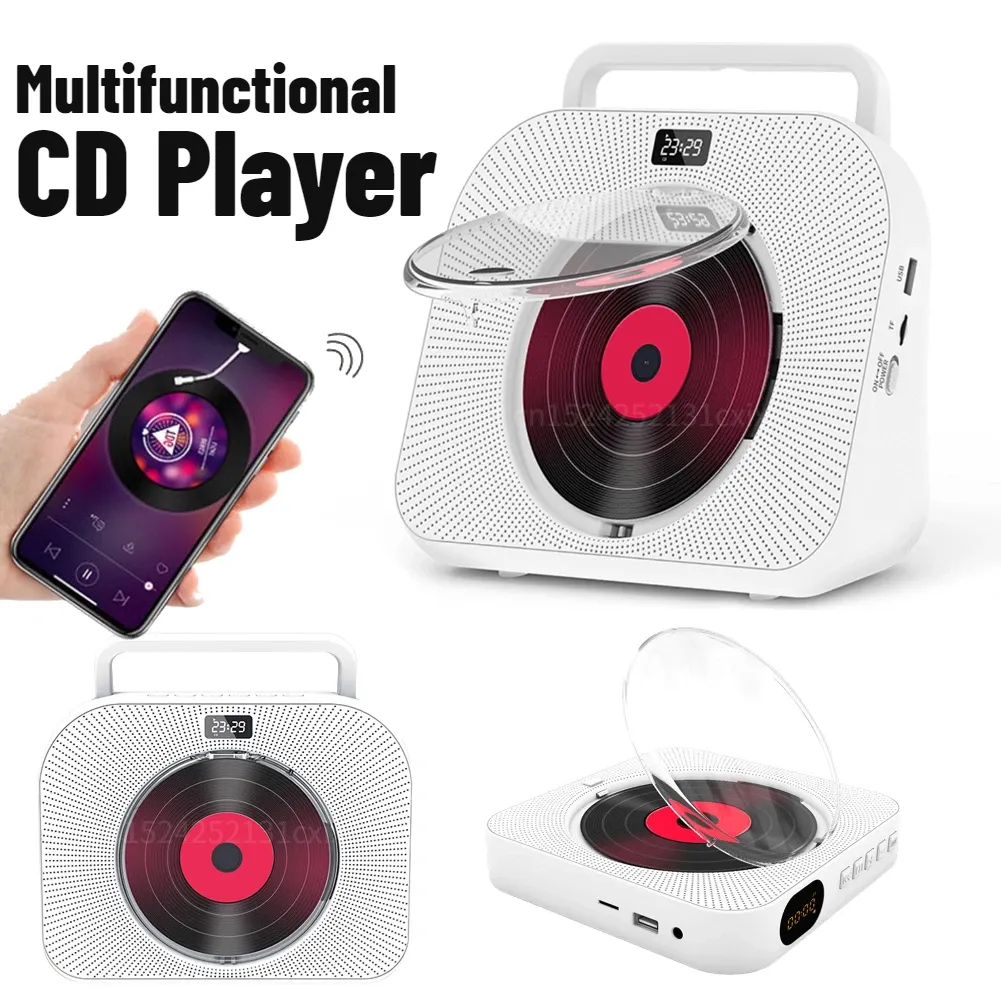 Speakers Portable CD Player Bluetooth Speaker Stereo FM Radio CD Players LED Screen Rechargeable Music Player With 3.5mm Headphones Jack