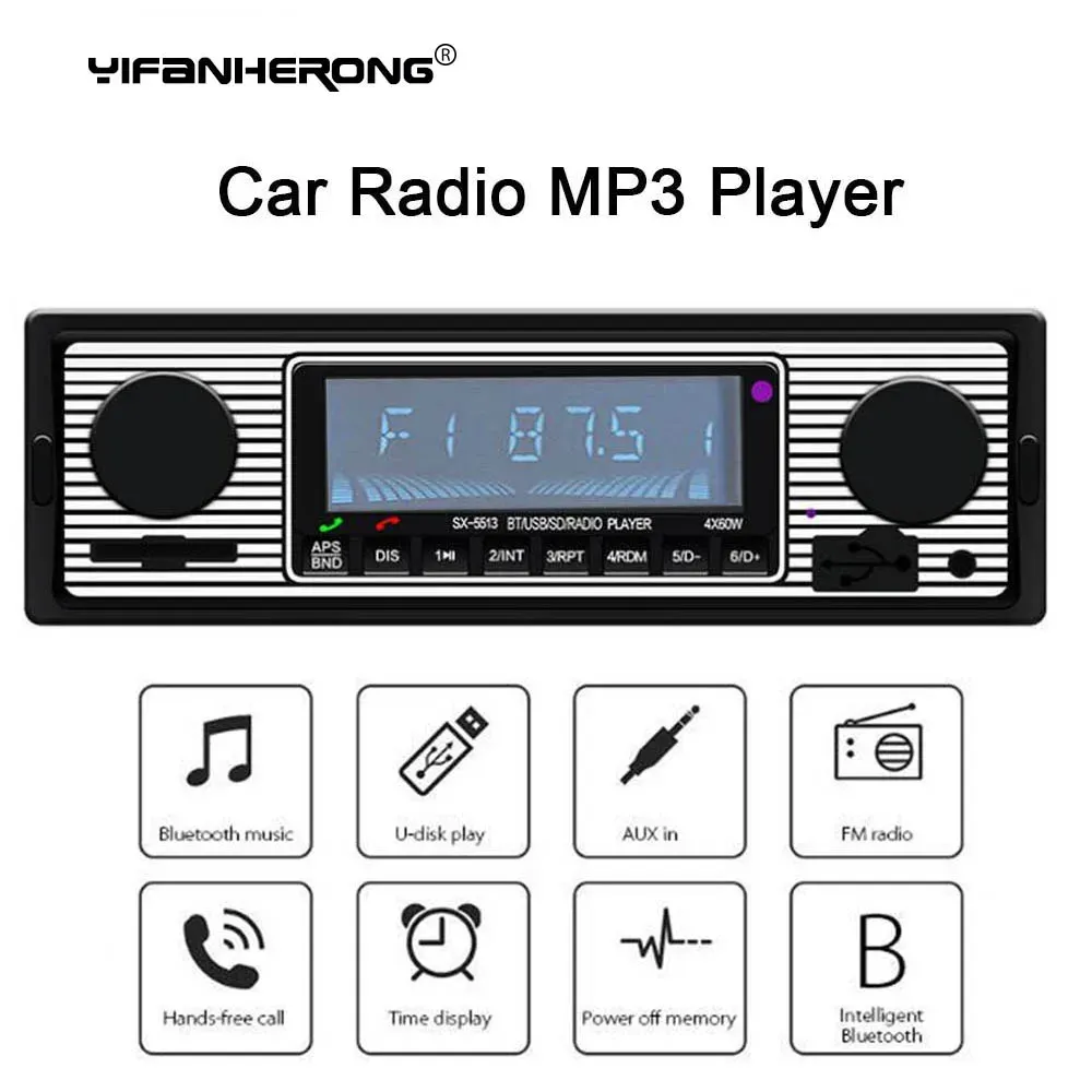 Players BluetoothCompatible Car MP3 Player Auto Car Radio Wireless Multimedia Player Aux USB FM 12V Classic Stereo Car Audio Player