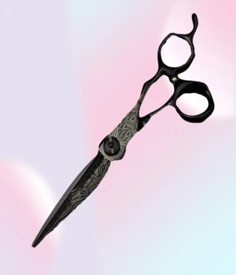 Hair Scissors Professional 6 Inch Upscale Black Damascus Cutting Barber Tools Haircut Thinning Shears Hairdresser2437957