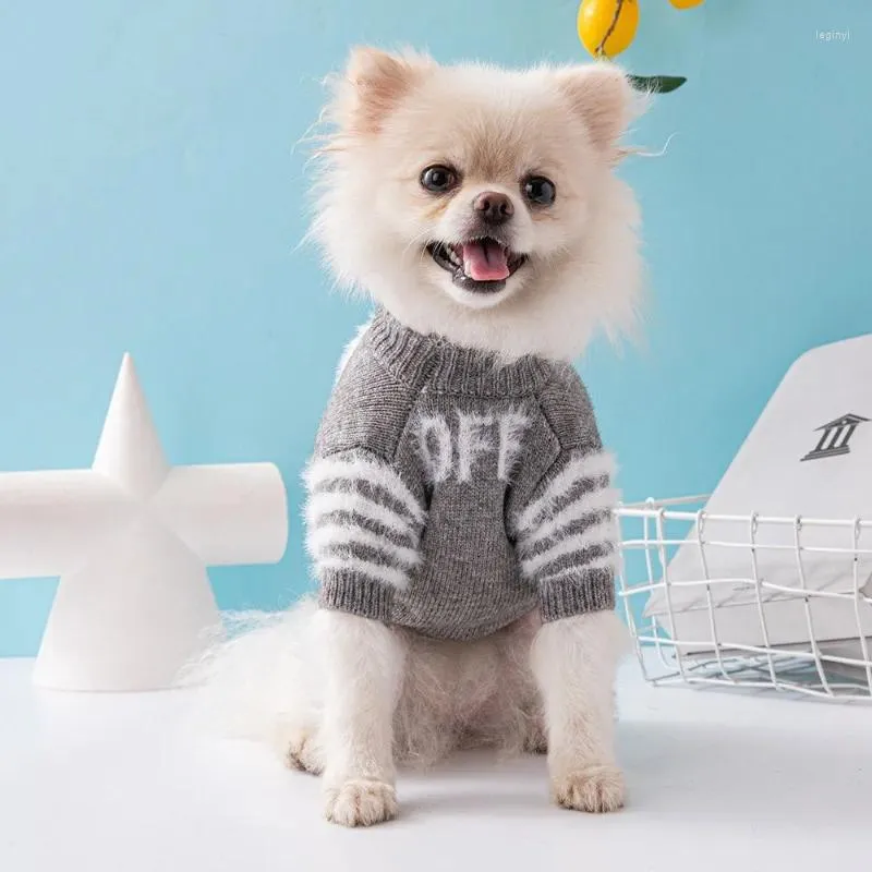 Vêtements pour chiens Mode Vêtements rayés Tricot Lettre Pull Chiens Vêtements Tendance Kawaii Casual Chiots Chauds Automne Hiver Ropa Perro