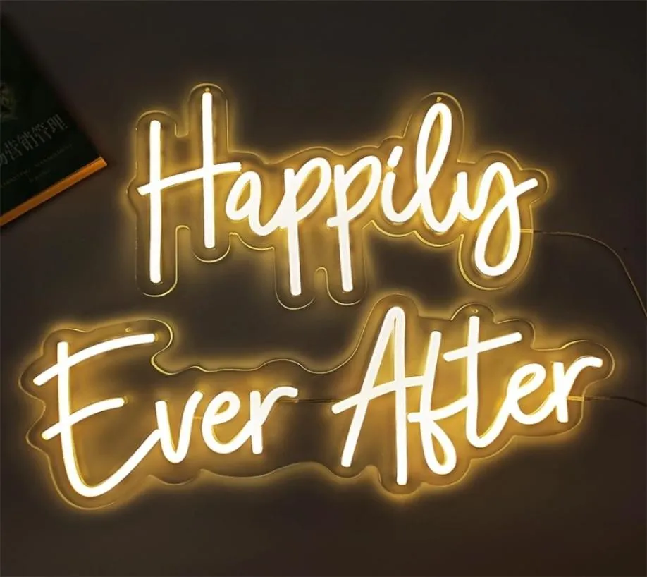 DECO Led personalizado para Happily Ever After Sinal de néon flexível casamento feliz aniversário decoração luzes festa 2206153457519