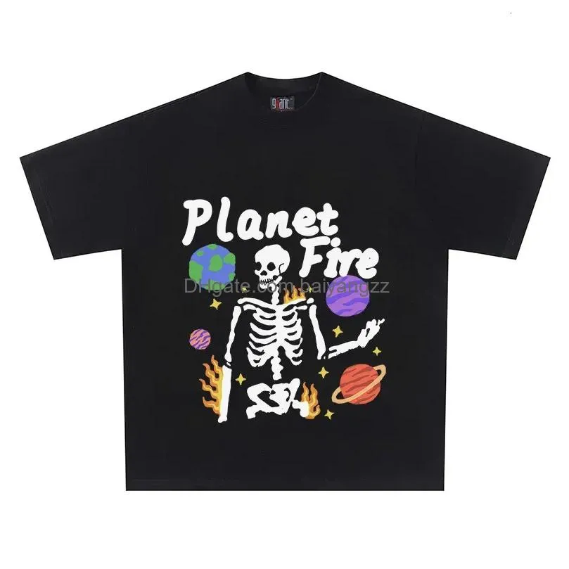 メンズTシャツメンズTシャツ特大コットンSKLSグラフィックゴシックY2Kトップスティーズストリートウェア韓国ファッションポーバーヴィンテージ美学