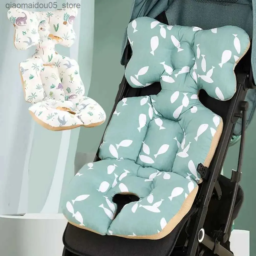 Bedding Sets Baby stroller cushion Plum stroller cushion fish print newborn stroller accessories cotton breathable car seat cushion Q240228