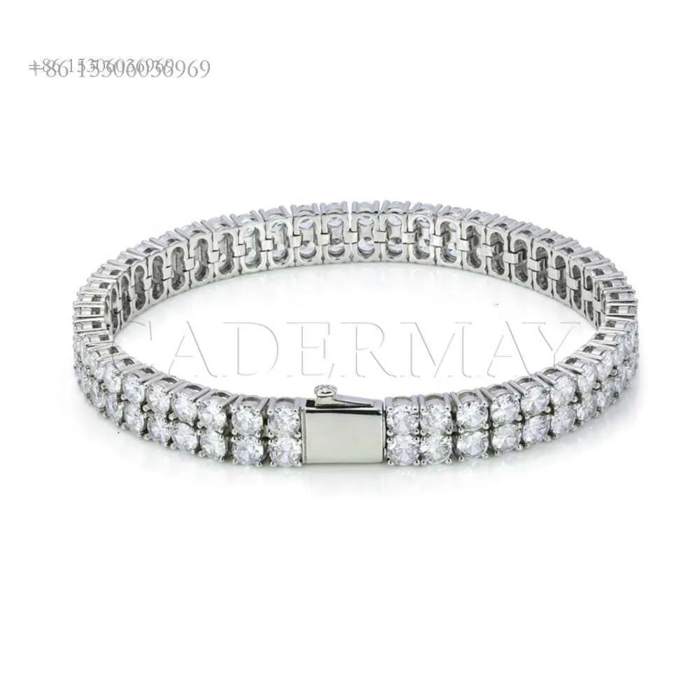 Cadermay s Iced Out D VVS Diamond 3mm Double Rows Round Tennis Moissanite Hiphop Armband Halsbandkedjor