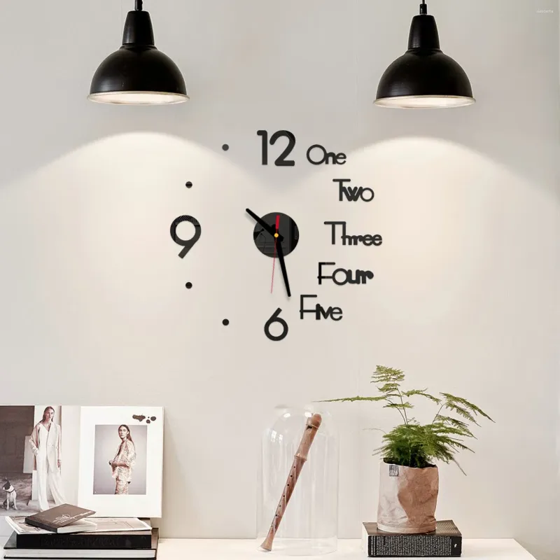 Zegary ścienne DIY Clock Litera liczbowa wisząca dekoracyjna ozdoba do domowego biura czerwony czarny złoty srebro