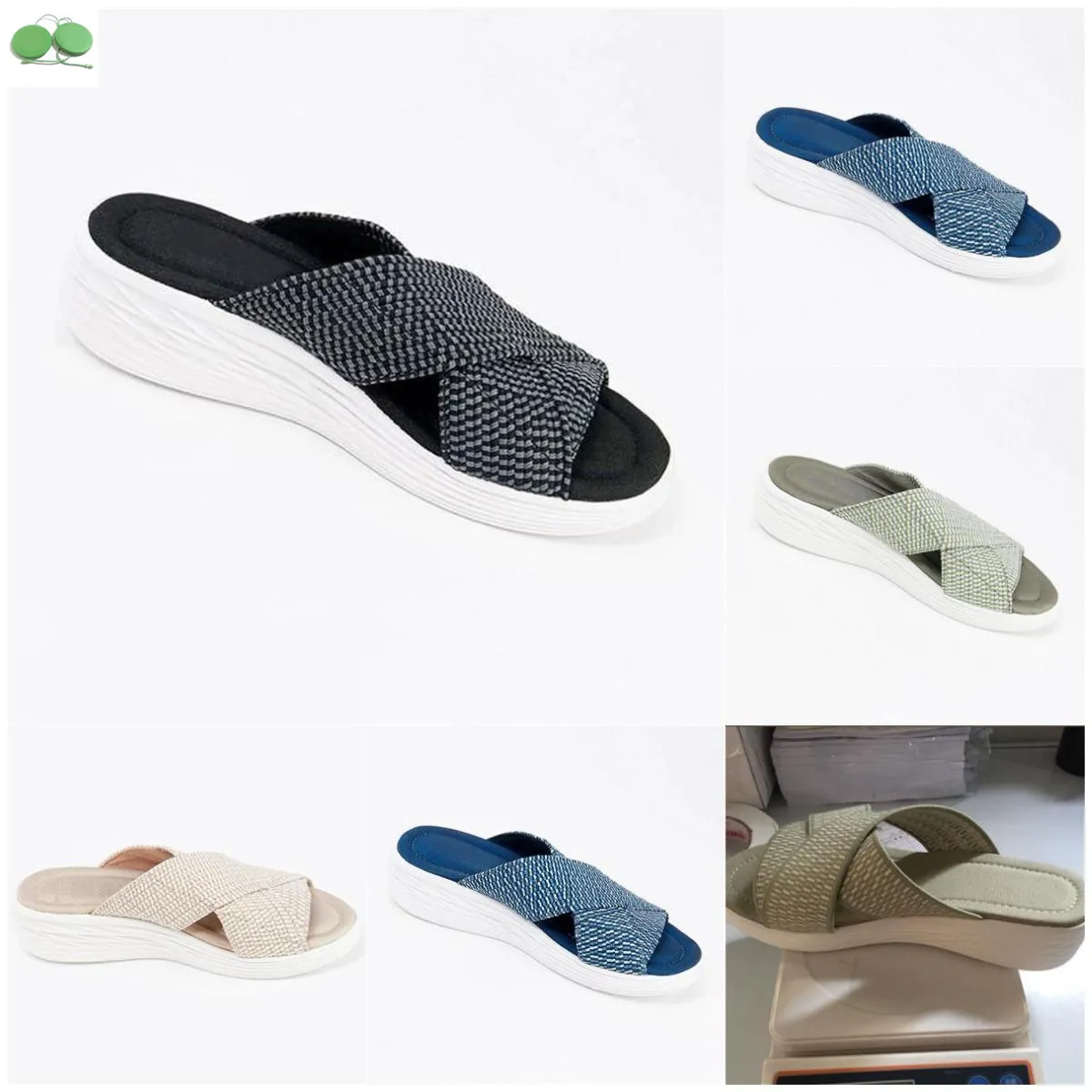 Chinelo Designer Slides Mulheres Sandálias Saltos Algodão Tecido Palha Chinelos Casuais para Primavera e Outono Conforto Mules Acolchoado Strap Sapato Tamanho Grande