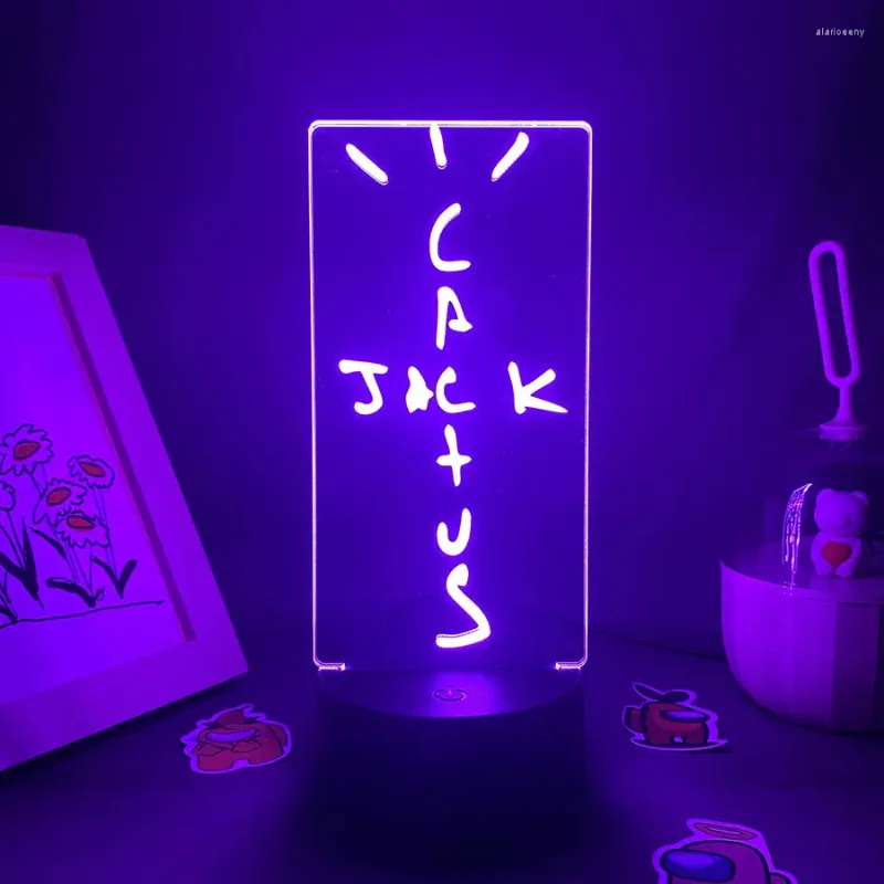 Veilleuses Cactus Jack 3D Led Illusion cadeau créatif pour amis lampe à lave néon décoration de chambre à coucher Table de chevet