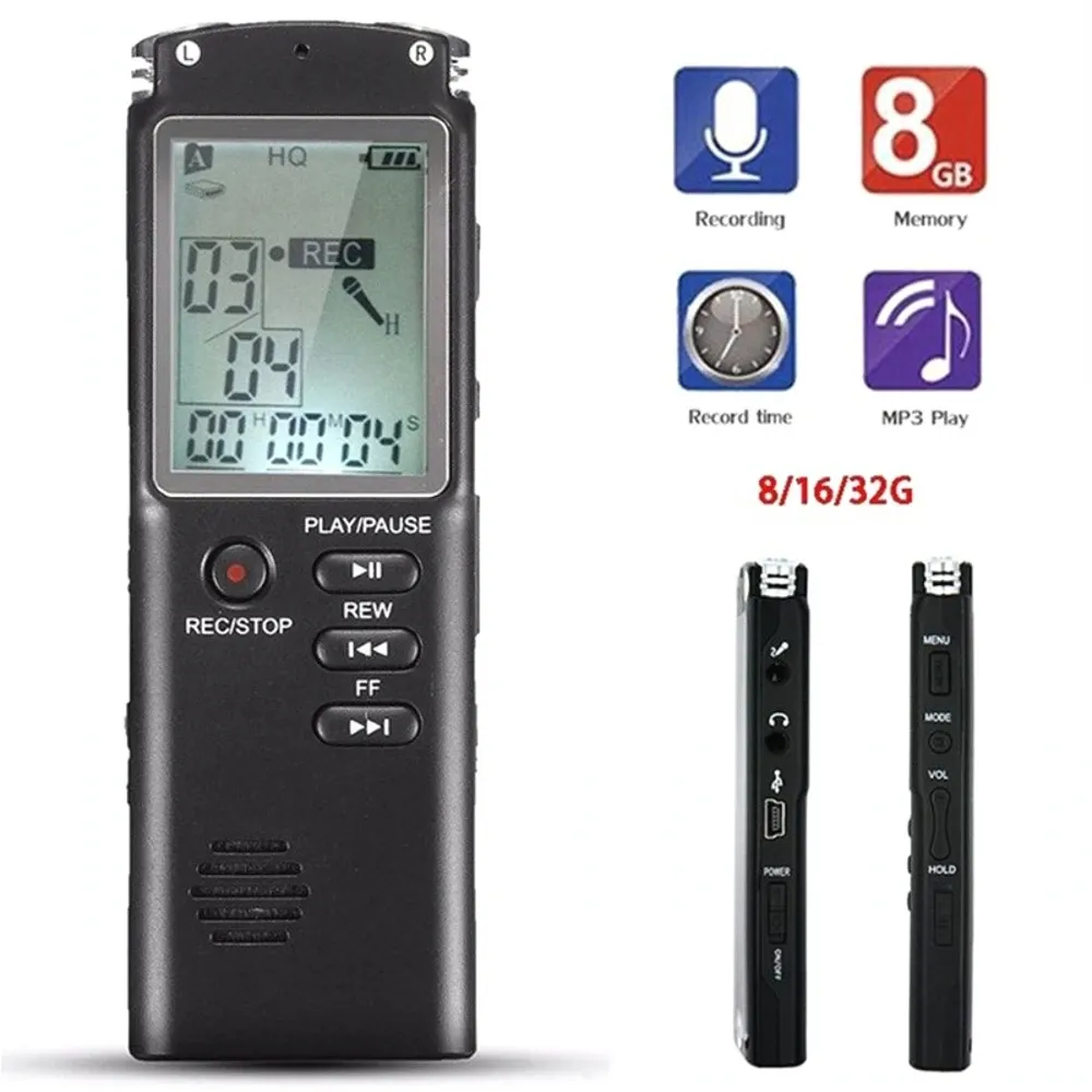 Spieler 8GB/16GB/32GB Voice Recorder USB Professional 10 Stunden Diktiergerät Digital Audio Voice Recorder mit WAV MP3 Player