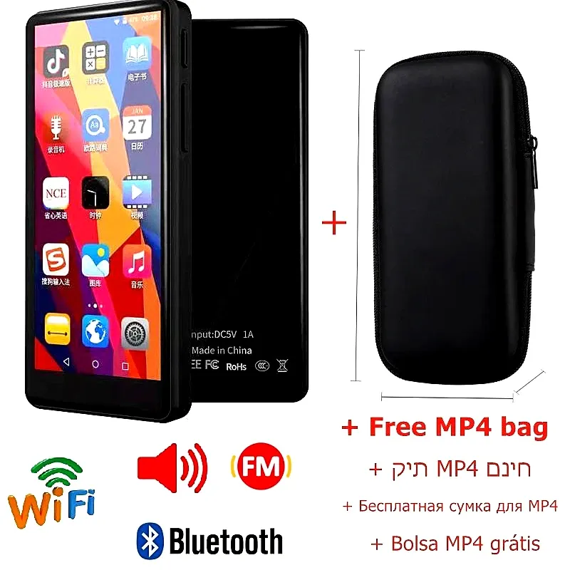 Speakers 128GB Bluetooth Mp4 Player Wifi Android Touch Screen Lossless Radio Free Music Video Download Mp3 Player Speaker Voice Recorder