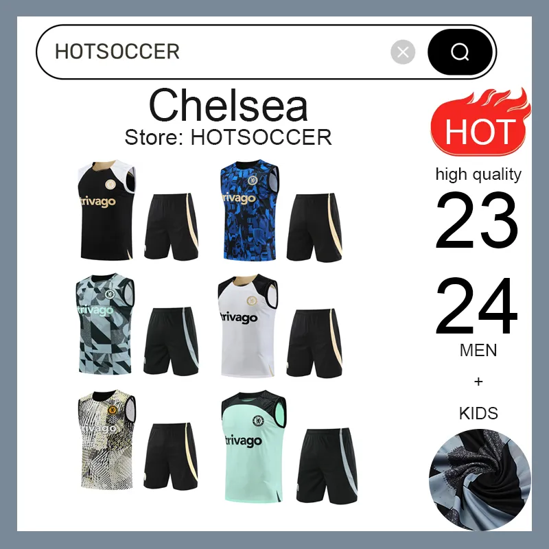 2023-2024C h e l s e a e s sportswear ziyech cfcトレーニングフットボールスポーツウェア23/24ジョルギータンクトップショーツスポーツウェアフットボールセット調査