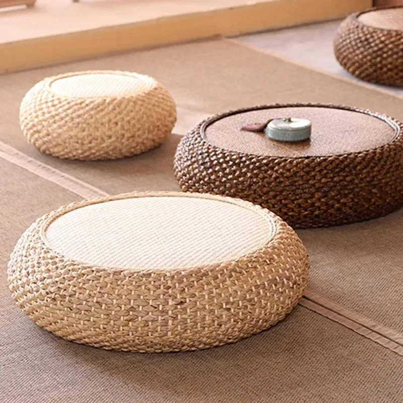 Pillow Manal Natural Weave Straw Pouf Tatami Mat Round Floor S Rattan Futon Meditation Worship Yoga Japanese