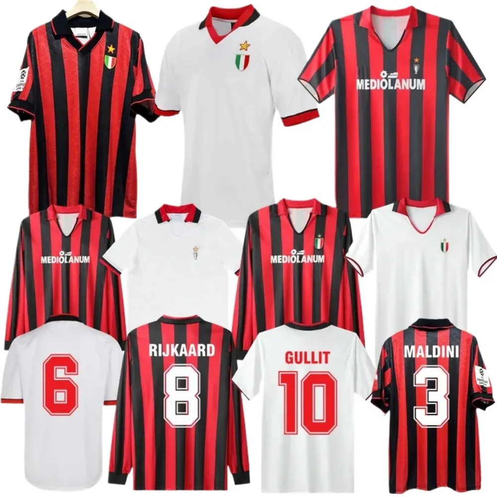 1988 1989 Gullit Rijkaard Retro Soccer Jerseys Van Basten Rijkaard 990 1993 1994 Baresi Milan Maldini Home Away AC Vintage Classic Football Shirts