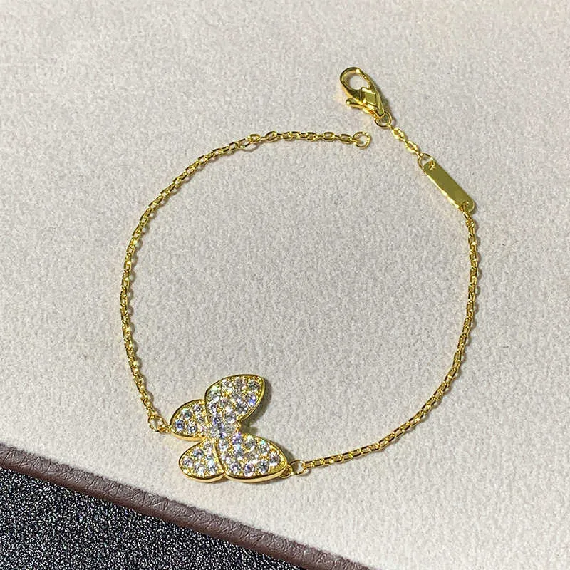 デザイナージュエリーラグジュアリーブレスレットリンクチェーンVanca v Gold Full Diamond Butterfly Bracelet Quality Diamond Embedding Luxury Collar G2ve