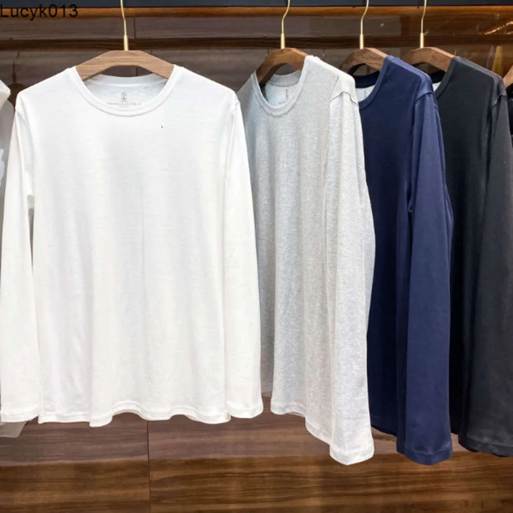 Mężczyźni T Shirt Brunello Fall Winter CuCinelli Długotaple Bawełniany długie rękaw