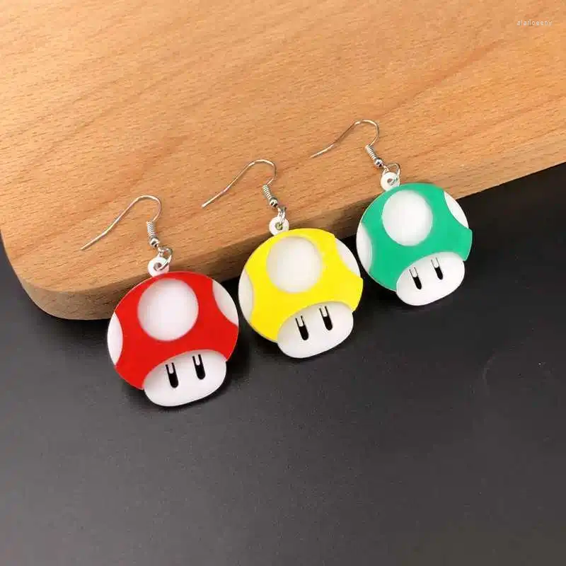 Boucles d'oreilles pendantes en forme de champignon, tête de champignon mignonne, en acrylique, créatif, émulationnel, personnages animés, cadeaux pour étudiants et enfants