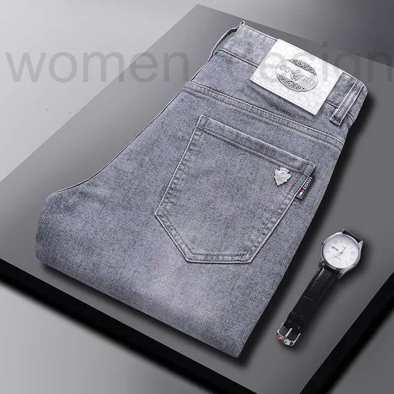 Designer-Jeans für Herren, schmal, CGIUI-Passform, Sommer, europäische Waren, leichte Luxus-Busin-Mode, mittlere und Jugend, elastische kleine gerade Hosen, 29–36, 38