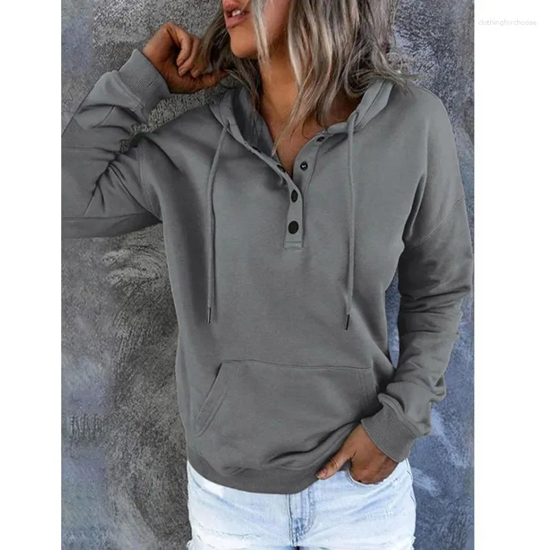 Damenpullover, Herbst, lockerer Kapuzenpullover, modische Schnalle, langärmelig, Vintage-Damenkleidung, lässig, Tasche, Kordelzug, Pullover, Hoodies