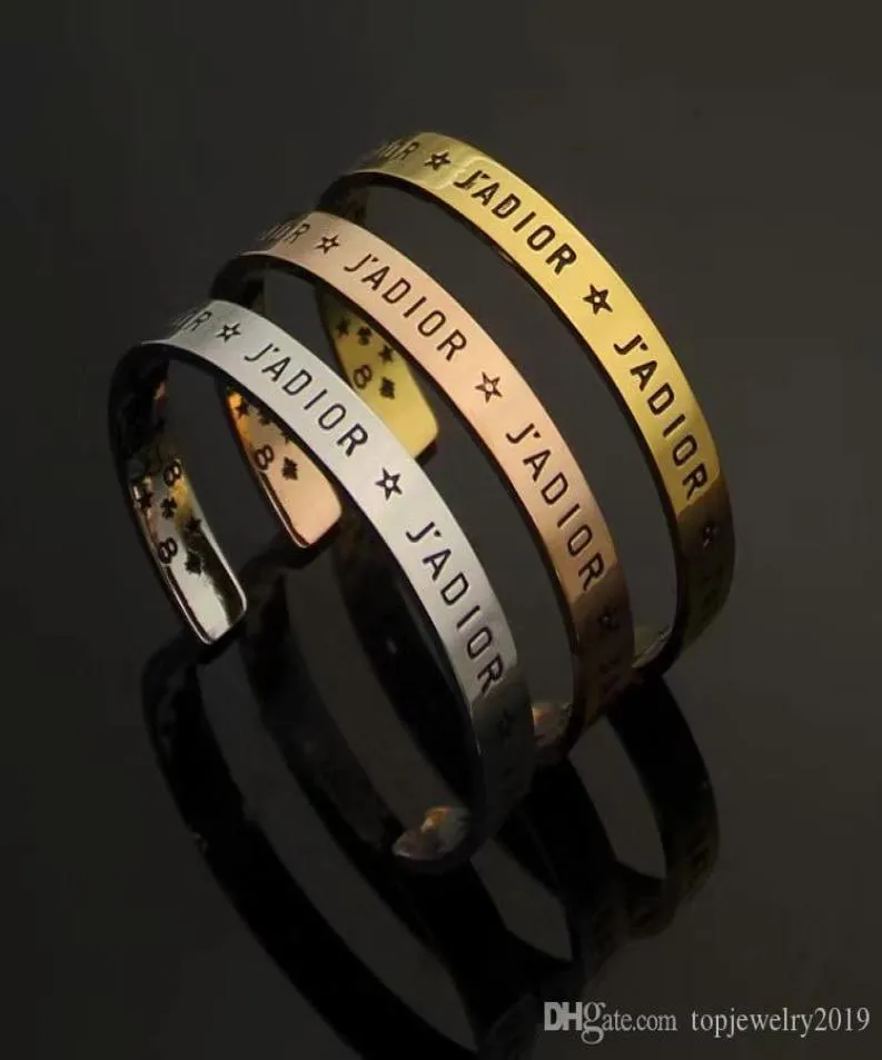 Bracelet de créateur de luxe bracelet en argent pour femmes évider lettres bracelet de manchette couple ouvert pulsera bijoux bijoux fins5915222