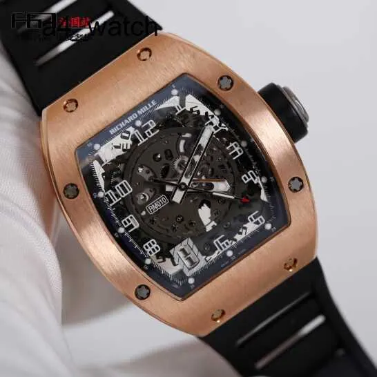 Highend nadgarstka zegarek Leisure Na ręce RM Watch RM010 Automatyczny zegarek mechaniczny RM010 Seria Rose Gold Materiał Data Busines