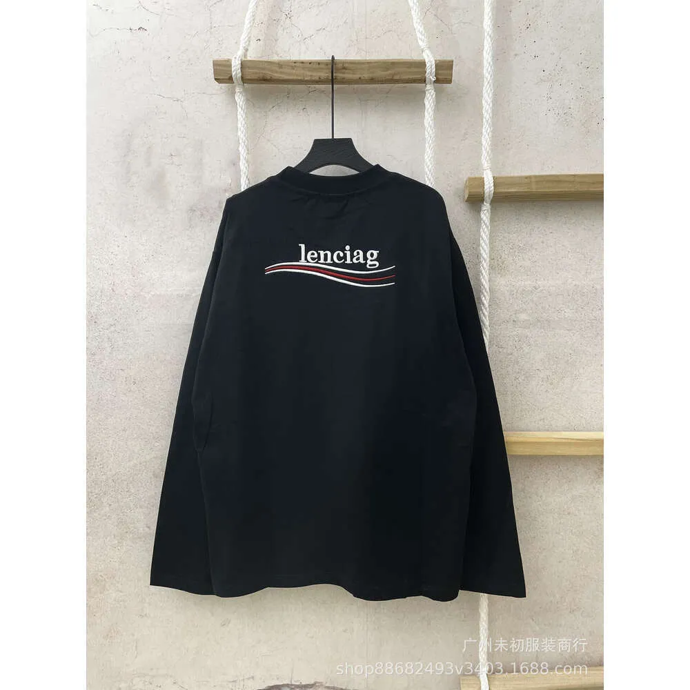 Shirt Tops Herenmode Balenciiaga-versie Familieontwerper 23ss Herfst Nieuwe Cola Wave-borduurwerk Letter Paar Casual losse lange mouwen T-shirtNDLP