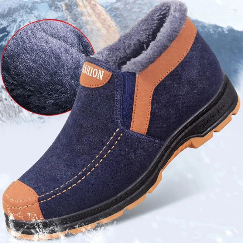 Stiefel männer Baumwolle Schuhe Winter Mode Slip Auf Schnee Bequeme Plüsch Warme Ankle Botas Outdoor Turnschuhe Zapatos Hombre