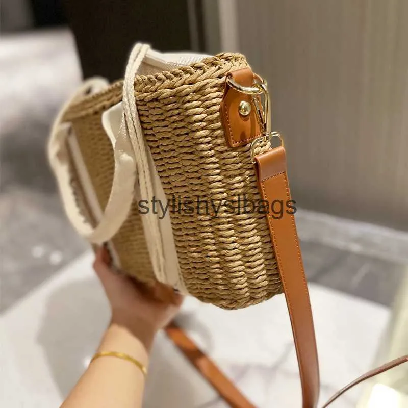 Schultertaschen Stroh gewebte Handtasche Sommer Strandtasche Tote Totes Handtaschen Beutel handgemachte Kupplung Stricken BuchstabeH24227