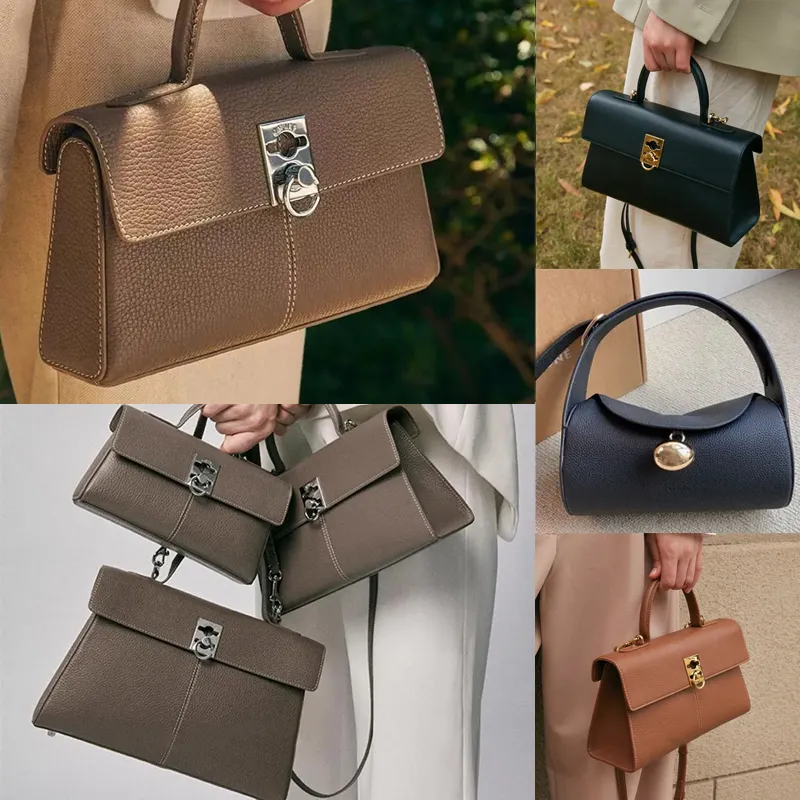 Cafune Damentasche, vielseitige Designer-Umhängetasche, Einkaufstasche, Designer-Handtasche aus echtem Leder, Aktentasche mit Klappe, Umhängetasche, Handhandtasche, Tragetasche mit Box