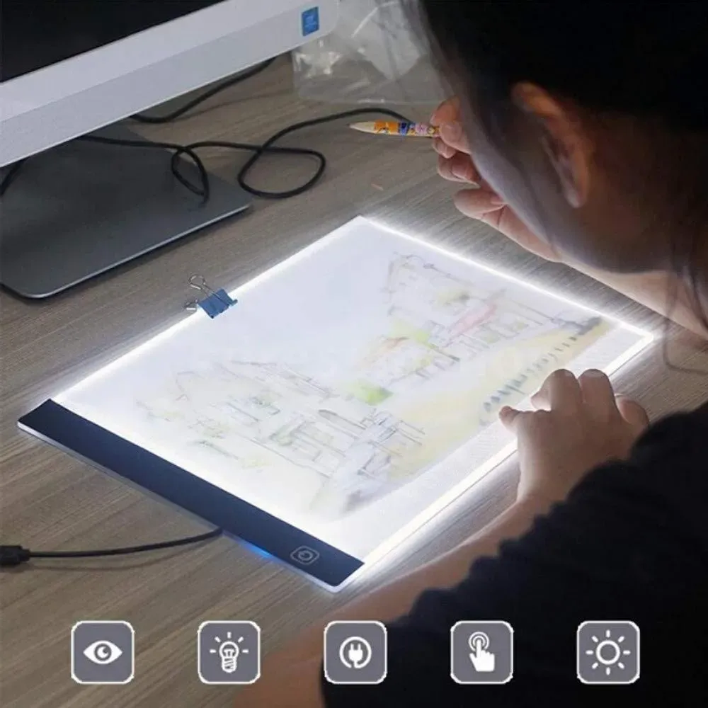 Schoolborden Draagbare A4-tekening Grafische tablet LED-lichtbak Tracing Kopieerbord Schilderij Schrijftablet Ultradunne verstelbare USB-kabel