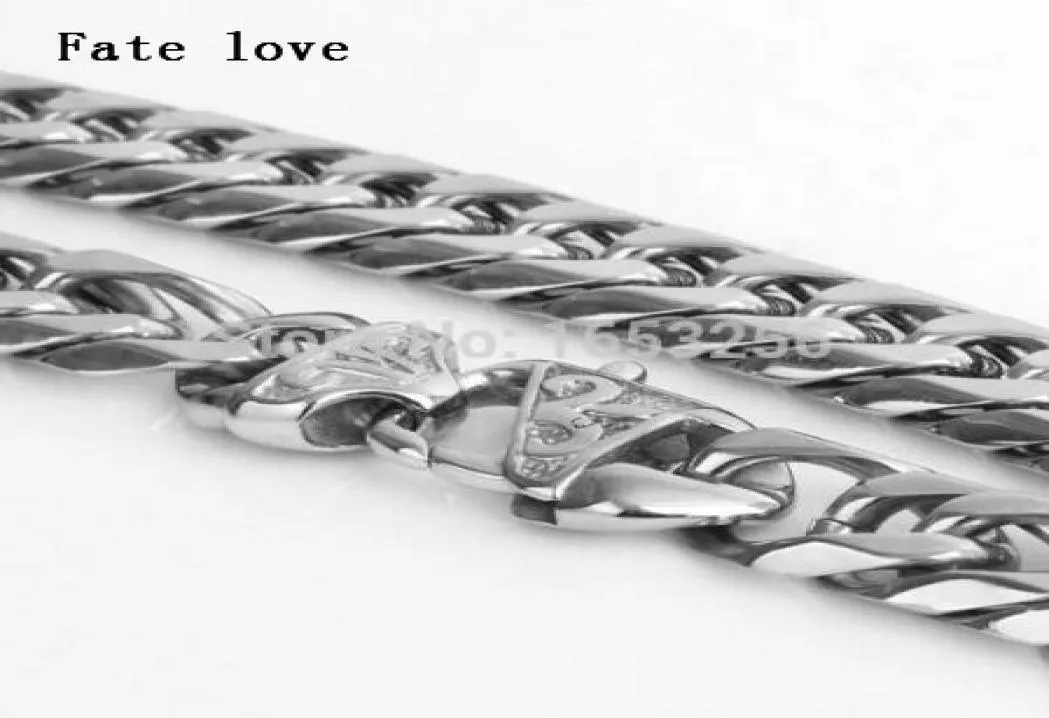 Ödet kärlek 1840 12mm hög kvalitet aldrig blekna rostfritt stål män cyklist solid kubansk länkkedja trottoarkant halsband mode smycken6492859
