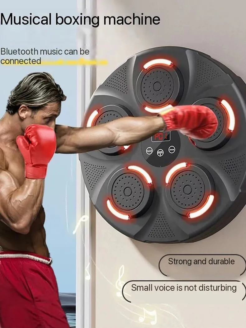 Music Boxing Machine Con Guanti - LED, Bluetooth, 3 Velocit&agrave;, Per Adulti E Bambini
