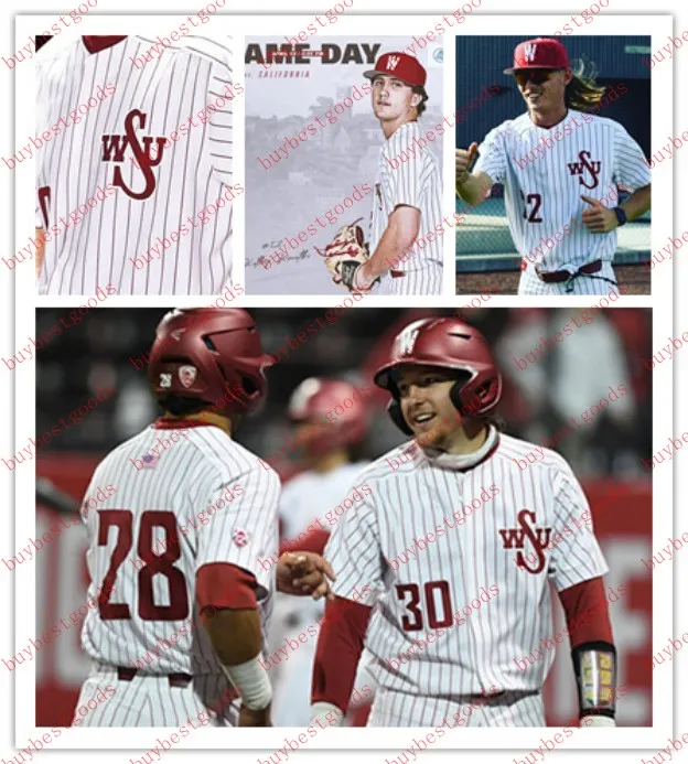 Custom WSU Baseball Jersey Stitched William Sierra Kolby Kmetko