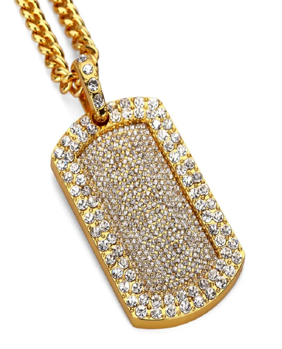 Fashion Hip Hop Jewelry Designer Men Iced Out Pendant Necklace Full Rhinestone 18k Gold Plated Dog Silver Long Chain Punk Rock Mens Necklaces3804112