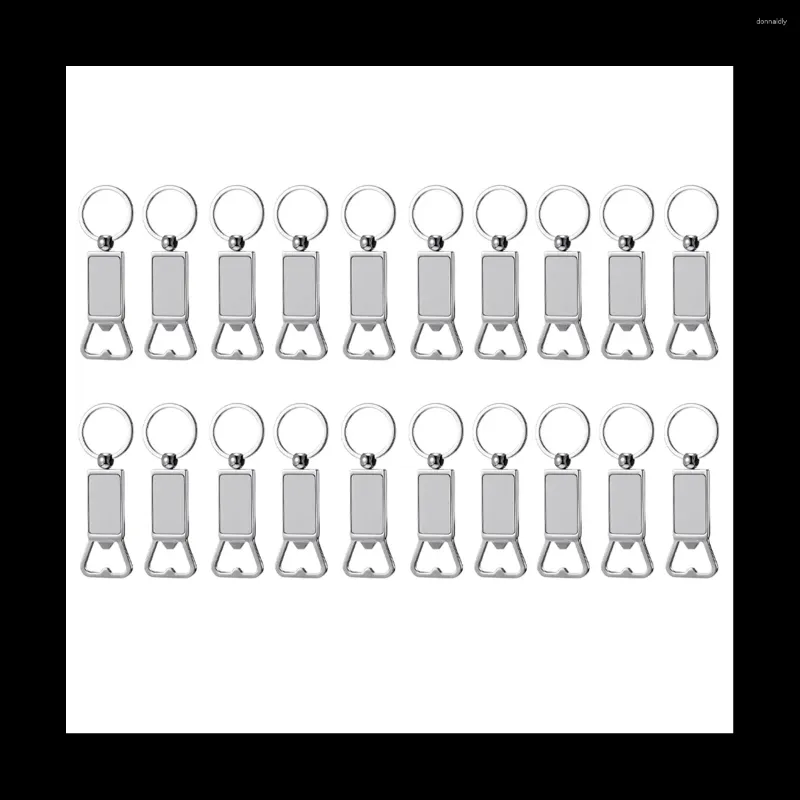 Keychains 20PCS Sublimation Blanks Metal Bottle Opener Blank Key Rings Gift For Your Boyfriend Husband Father