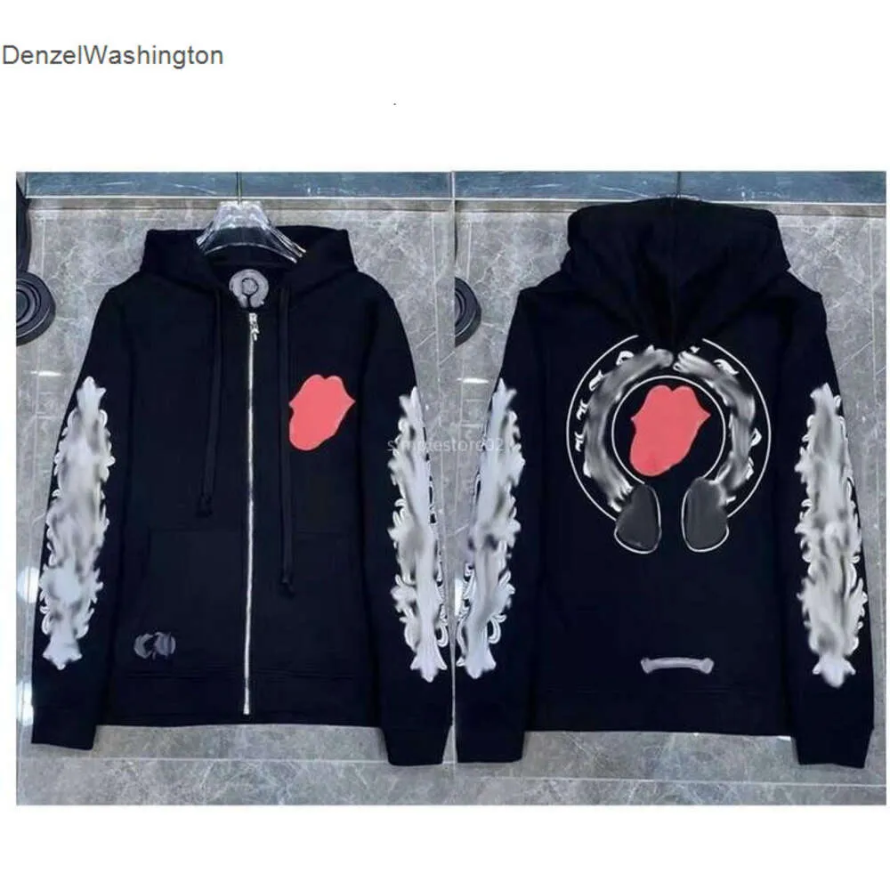 Moda lüks kadın ceketler tasarımcı fermuar sweatshirtler kalp at nalı çapraz baskı marka ch hoodies erkek chromees coat için rahat kazak gevşek kazak jacke 24