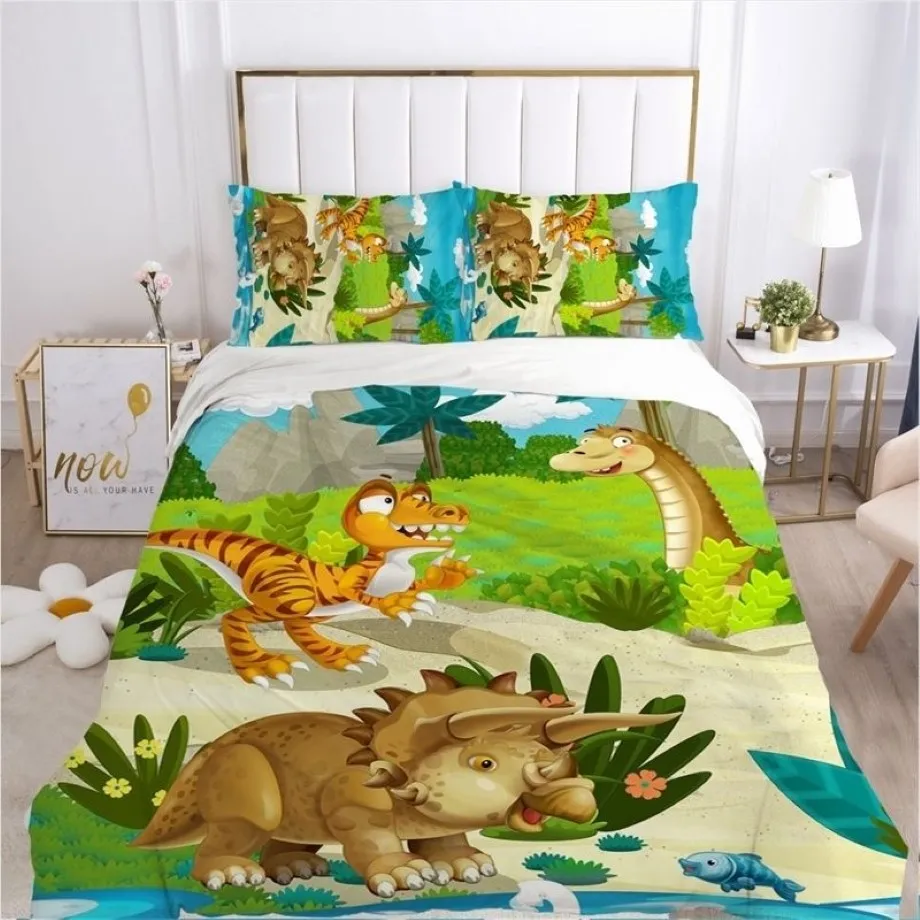 Kids Cartoon Bedding Set for Children baby Crib Boys Duvet Cover Set Pillowcase Blanket Quilt Cover 100x120 140x210 dinosaur LJ2013080