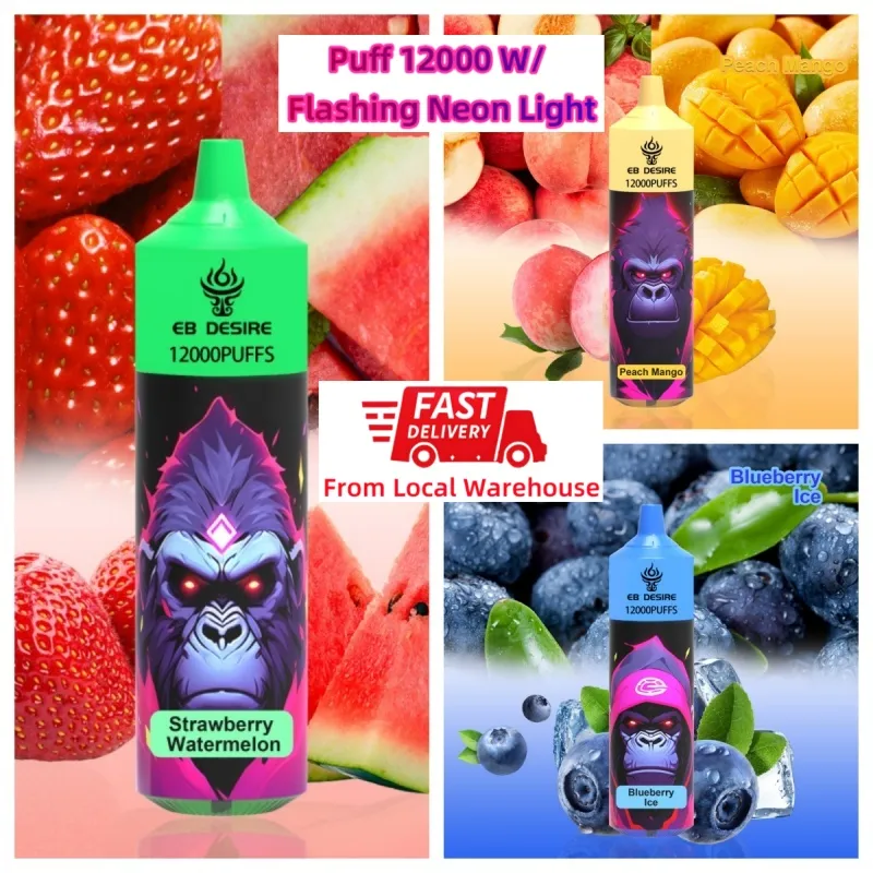 EB DESIRE 15k Puff 12k 9k Puff 7k 9000 12000 Züge Einweg-Vapes EU US lokales Lager 25ml Vape 12k LED-Neonlicht 600mAh Akku Puff 9000 Tornado Vaper 15000 Poco