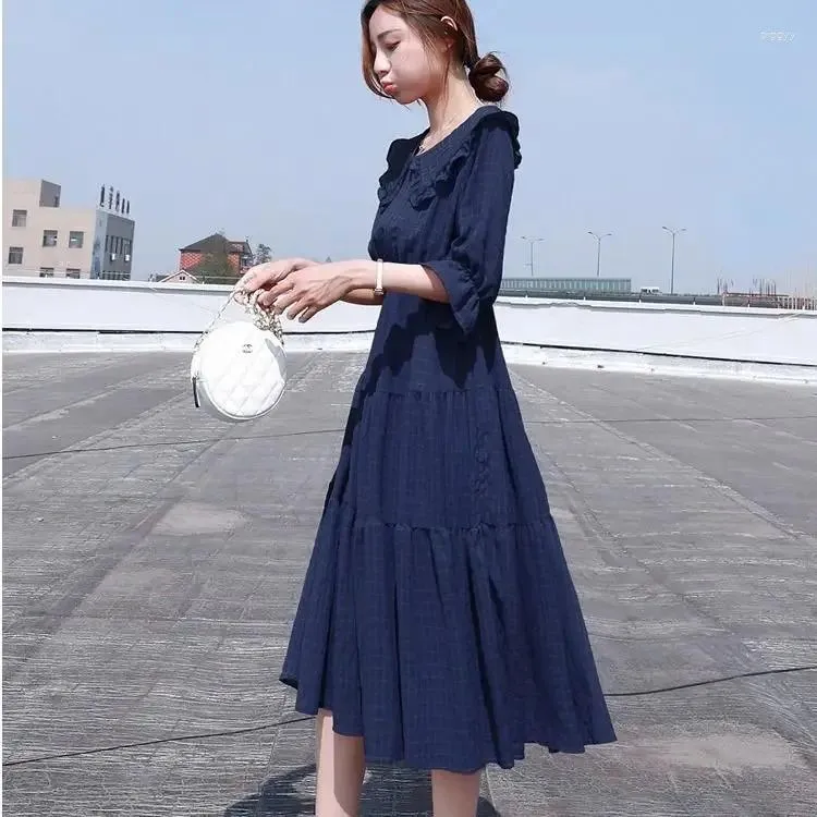 Casual Dresses Silk Clothes Chiffon Red Woman Dress For Women 2024 Midi Navy Blue Satin Features Of Chic And Elegant Pretty In Xxl
