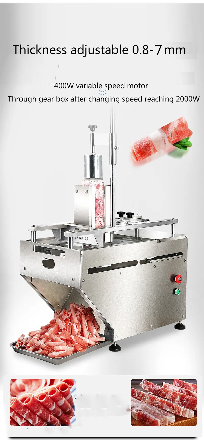 Automatic Frozen Meat Slicer - Commercial Grade Mutton Beef Roll Cutter ...
