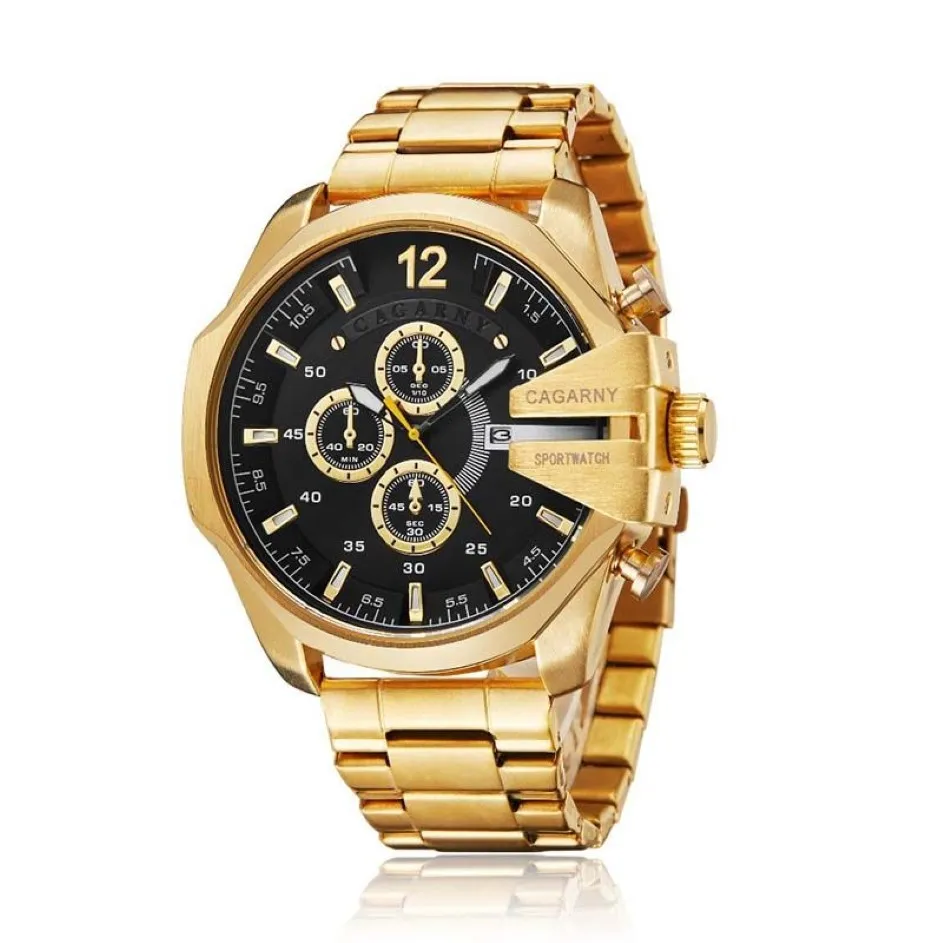 Reloj analógico de cuarzo para hombre Cagarny, reloj de pulsera deportivo a la moda, resistente al agua, negro, inoxidable, relojes masculinos, reloj Masculin268U