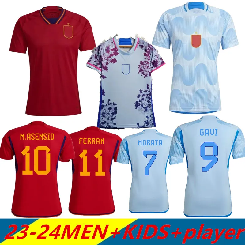 2023 2024 Spains Soccer Jerseys Pedri Lamine Yamal Pino Merino Rodrigo Sergio M.asensio Ferran Men Kids and Women Hermoso Redondo Caldentey 22 23 24 Football Shirt