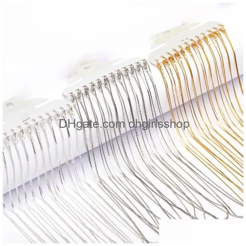 سلاسل 12pcs/مجموعة 1 مم سلسلة ارتباط معدني قلادة جراد البحر clasp 42 سم طول مجوهرات DIY بسيطة روز الذهب sier rhodium drop