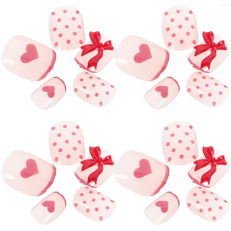 False Nails 24 PCS Nail Patch Manicure Accessories for Women Press On Fake Supplies Bow Tie Fingernails ABS Tips