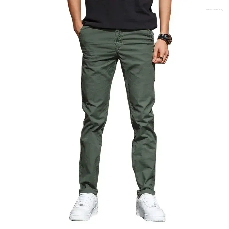 Мужские брюки LUKER CMSS, летние и осенние повседневные облегающие армейские зеленые мужские брюки с эластичной резинкой на талии, мужские брюки, размер 28-38 G3513